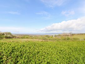 A field with green plants trees and a partly cloudy sky at Burry House in Llanmorlais