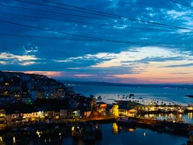 A view of the harbor with boats and houses at Lizzy’s Cottage in Brixham