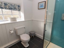 A bathroom with a toilet and shower at Deer How Farm Patterdale near Glenridding