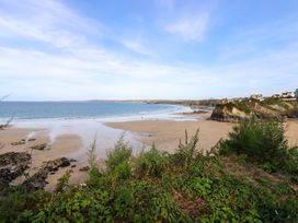 A beach with ocean, cliffs, and houses at Penthouse @46Zinc - Headland View, Newquay