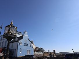 A clock and building at Rock Point