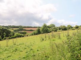 A field with sheep and trees in the landscape at The Cow Shed in 