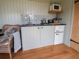 A kitchen with a sink and stove at Shepherd's Hut in Wrexham
