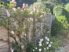 A garden with rose bushes and flowers at The Old Vicarage in Merriott