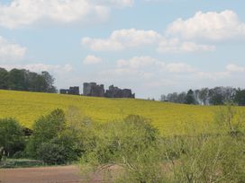 A field with ruins and trees at Wren Cottage in Ross-on-Wye