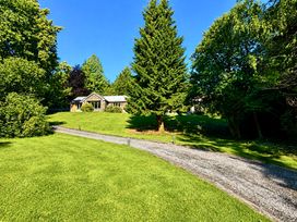 A house with surrounding trees and a gravel driveway at Bracken Ground in Coniston