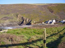 A coastal view with cliffs and houses at Trevean in Crackington Haven
