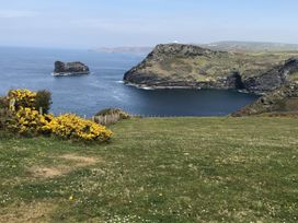 A coastal view with cliffs and water at Tremorla in Boscastle