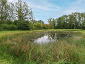 A pond surrounded by grass and trees at Silver Copse Frilford Heath Near Abingdon