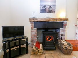 A living room with a fireplace and television at Disgwylfa in Sarn Mellteyrn