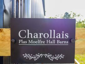 A sign for Charollais at Plas Moelfre Hall Barns in Oswestry