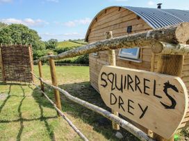 An outdoor view of Squirrel's Drey at Chapel Lawn near Clun