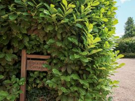 A sign reading Uplands Cottage surrounded by leaves in an outdoor area at Uplands Cottage Ledbury