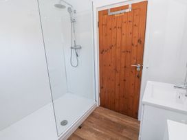 A bathroom with a shower and sink at Tig Bhan in Narberth