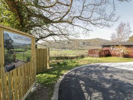 A sign for Alpine Lodges at Rhyd-y-Foel near Abergele