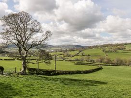 A landscape view with a tree, hills, and fields at Alpine Lodge Rhyd-y-Foel near Abergele