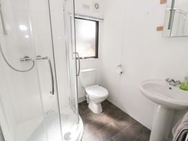 A bathroom with a shower, toilet, and sink at Springtime Lodge in Rhyd-y-Foel near Abergele