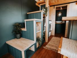 A staircase with storage and plant at Driftwood in Carreglefn near Llanfechell
