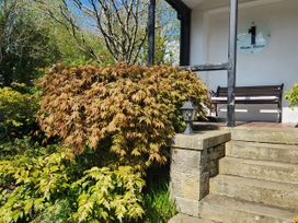 An outdoor area with plants and a bench at 1 Park Road in Windermere