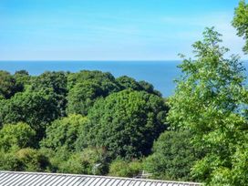 View of trees and sea at I C Lundy Too Bideford Bay Holiday Park near Clovelly