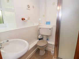 A bathroom featuring a sink, toilet, and shower at Ysgoldy, Dolwyddelan