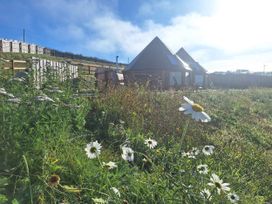 A house with flowers in the foreground at Yr Awen Near Lampeter
