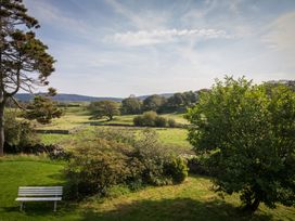 A view of a field with trees and a bench at Souterstead in Torver near Coniston
