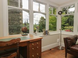 A study with a desk and window view at The Boundary in Windermere