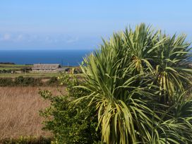A view of the sea with a house and plants at 12 Boswedden Terrace St Just