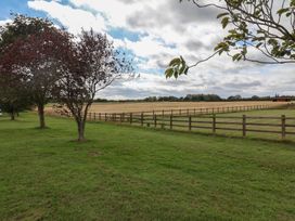 A field with a fence and trees at Stag Lodge, Caravan 70 Great Yarmouth