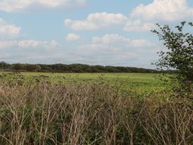 A field with trees in the background and clouds above at Stag Lodge, Caravan 70, Great Yarmouth