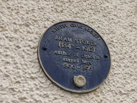 A plaque honoring Bram Stoker at The Studio on the Crescent Whitby