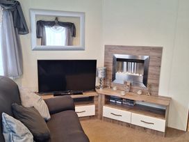 A living room with a television and a fireplace at Southview Holiday Park - Holiday Accommodation 250, Skegness