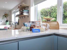 A kitchen with food items on the countertop at Hillbre in Trevone