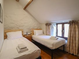 A bedroom with two beds and a window at 1 Fron Uchaf in Parc near Bala