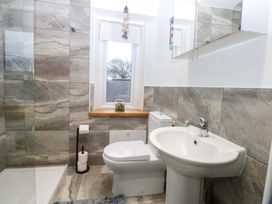 A bathroom with a toilet, sink, and shower area at 4 Brynteg Terrace Menai Bridge