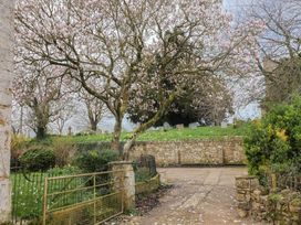 A pathway with a tree and graves in a graveyard at Manor Cottage in Kingstone near Ilminster