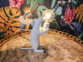 A lamp shaped like a mouse holding a light bulb at Unit 2 in Ipswich