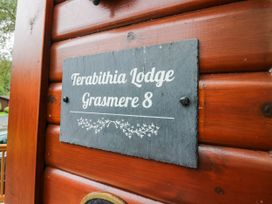 A nameplate indicating Terabithia Lodge Grasmere 8 at Terabithia Lodge in Troutbeck