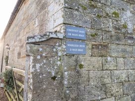 An outdoor wall with nameplates at Chestnut Barn in Aislaby near Whitby