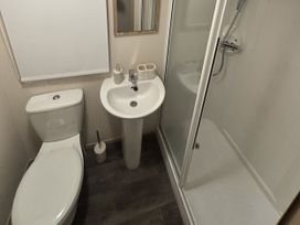 A bathroom with a shower and toilet at 169 Abergele