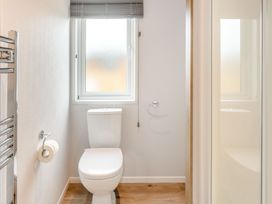 A bathroom with a toilet and window at Spindle Spa (Pet) Carlton Miniott near Thirsk