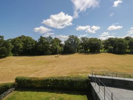 A field with trees and power pole at Cragg Cottage in Coniston