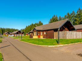 A outdoor area with cabins and a road at Rainbow Spa Plus (Pet) in Dundee