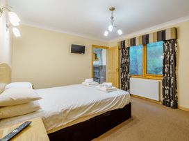 A bedroom with a bed and a television at Osprey Spa Plus (Pet) in Dundee