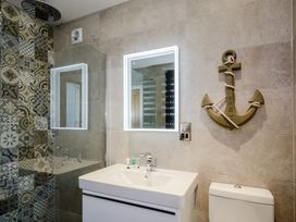 A bathroom with a sink and toilet at The View in Laugharne