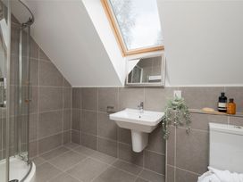 A bathroom with shower, sink and toilet at The Hexham (Pet) in Slaley