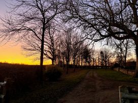 A path with trees at sunset at Cotswolds Farmhouse Cottage