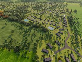 An outdoor area with cabins and trees at Cabin 2.0 in Dumfries
