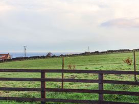 A view of a grassy area with a fence and a house at Swift Cabin Scarborough